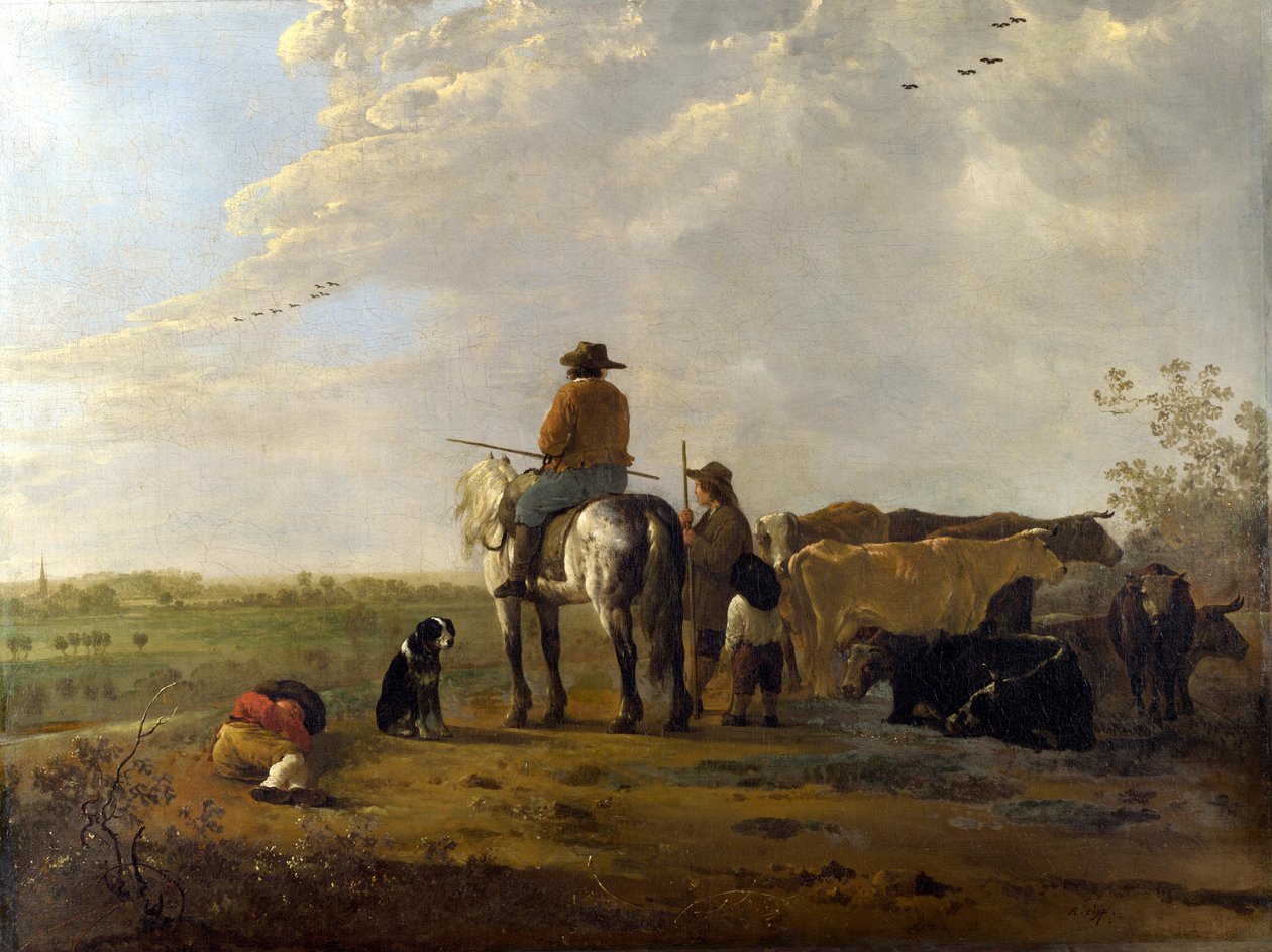 Paesaggio con cavaliere, pastori e bestiame da Aelbert Cuyp