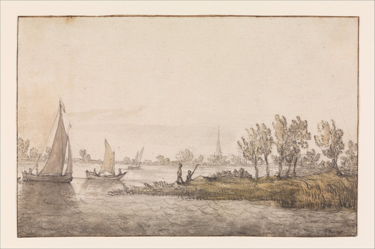 Paesaggio fluviale con barche a vela da Aelbert Cuyp