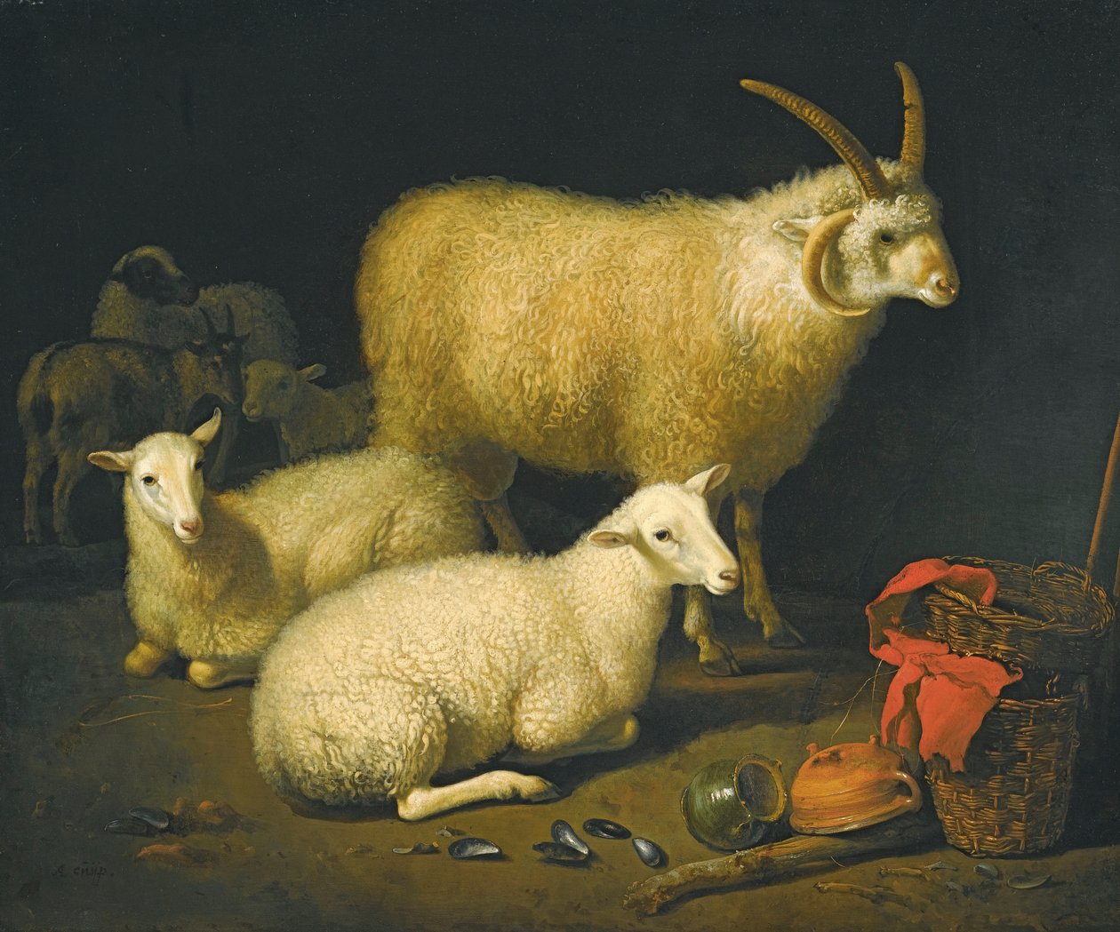 Pecore in una stalla da Aelbert Cuyp