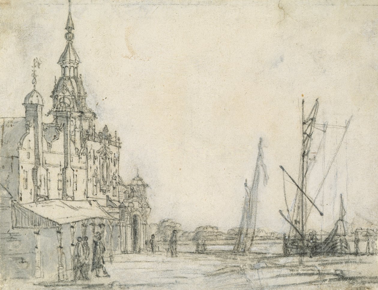 Vista del Groothoofdspoort da nord-est, Dordrecht, 1618 da Aelbert Cuyp