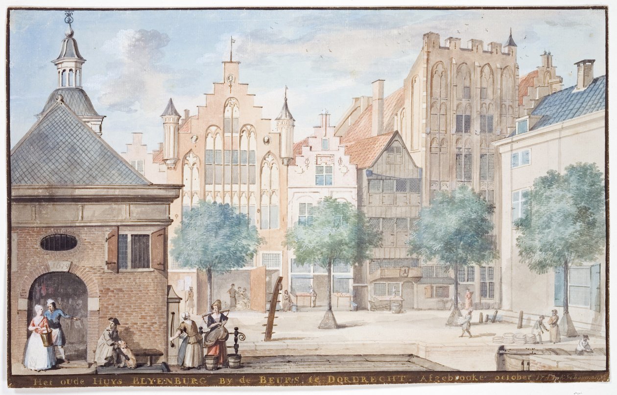 Veduta della Wijnstraat, Dordrecht 1745 da Aert Schouman