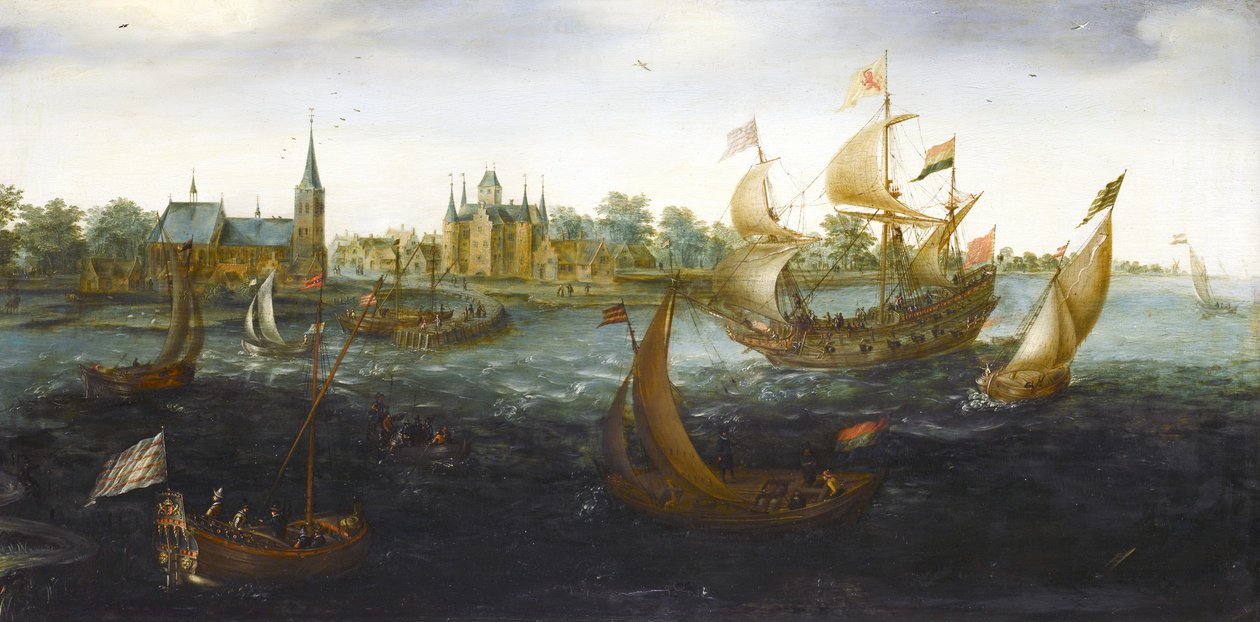 Navi al largo di IJsselmonde da Aert Anthoniszoon