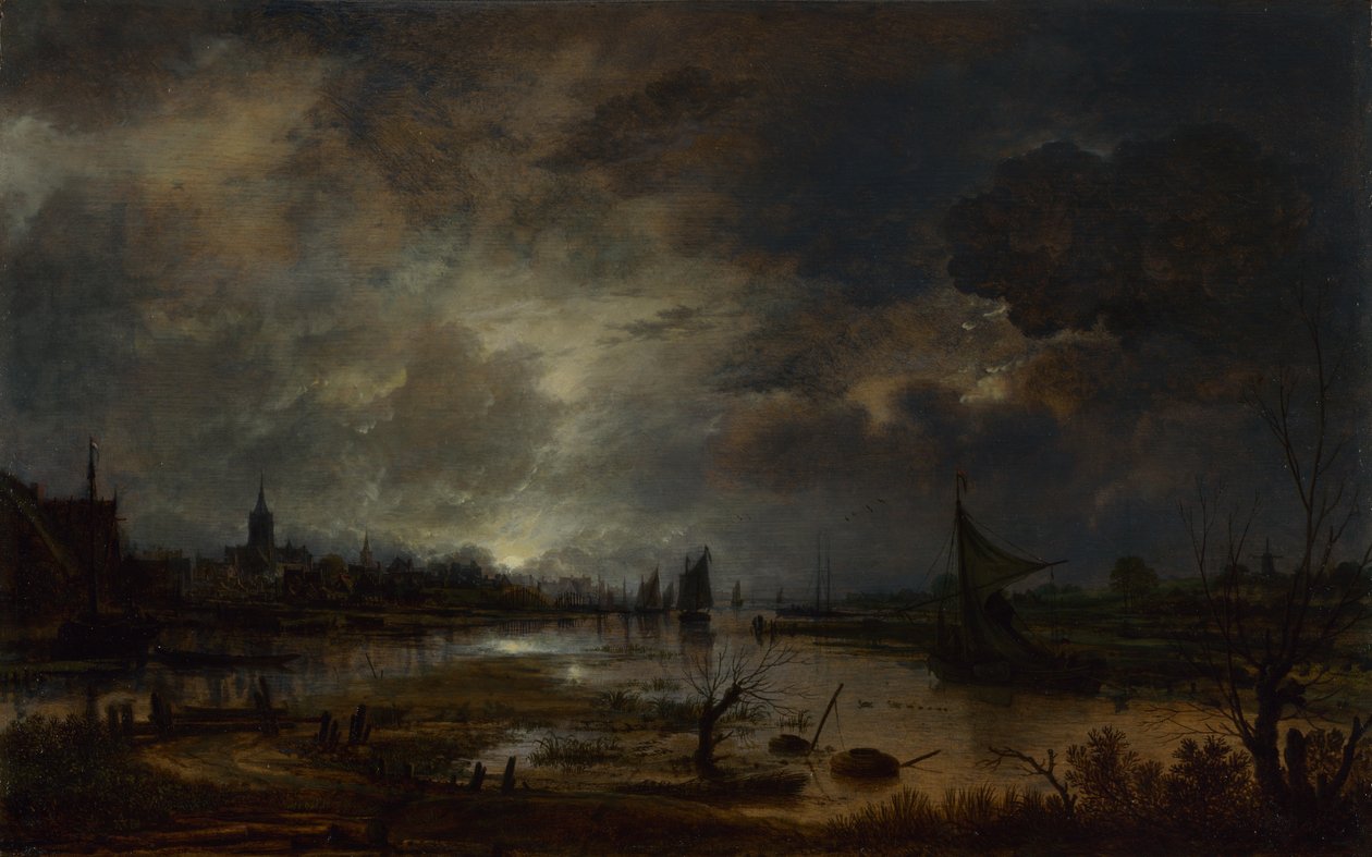Un Fiume vicino a una Città, al Chiaro di Luna da Aert van der Neer