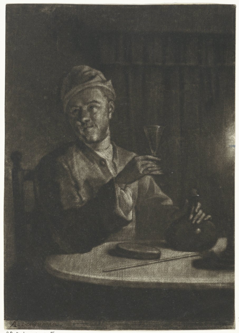Uomo con bicchiere alzato da Aert Schouman