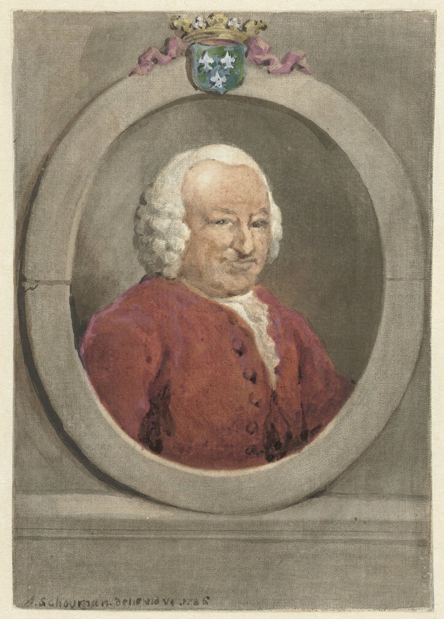 Ritratto di Johan Hudde Dedel, in ovale, verso destra da Aert Schouman