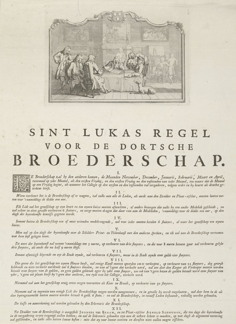 Regole della Gilda di San Luca a Dordrecht, 1736 da Aert Schouman