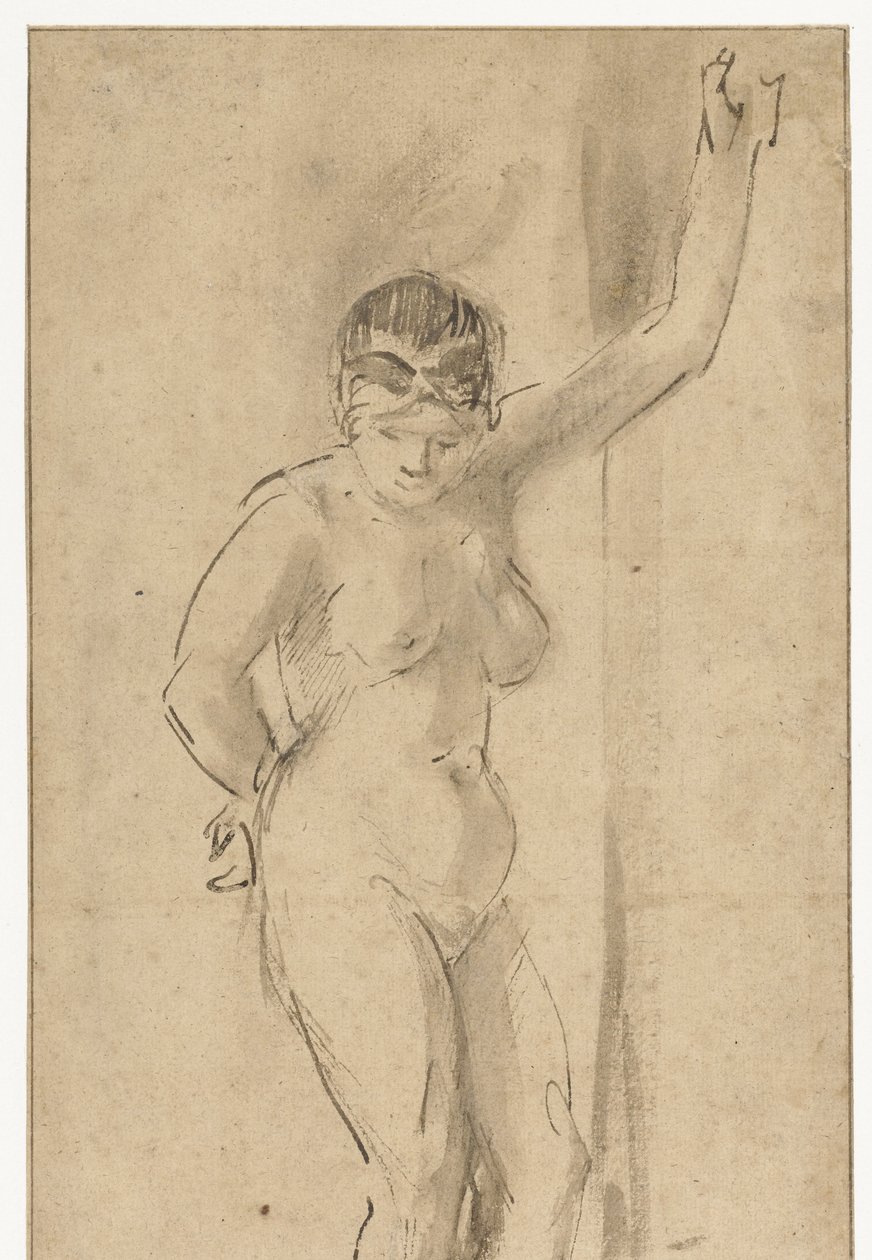 Nudo femminile in piedi con braccio alzato da Aert de Gelder (attributed to)