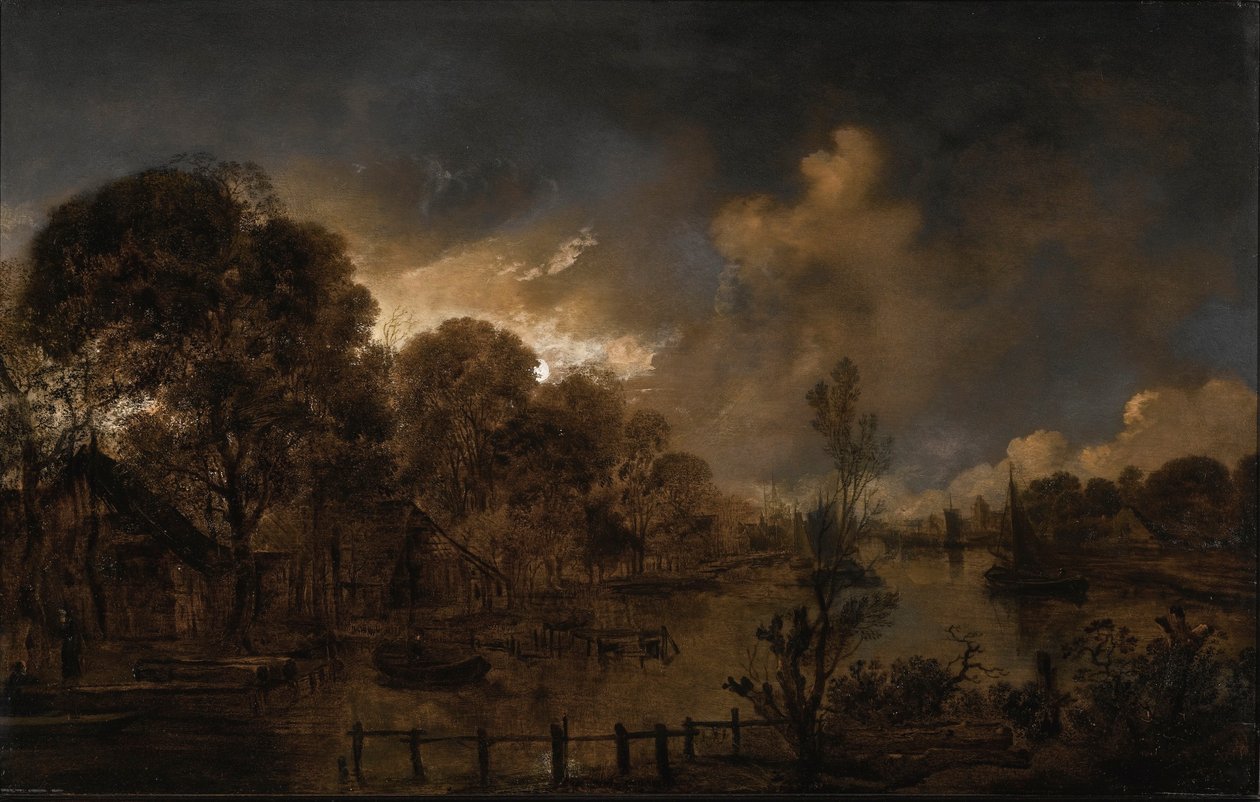 Un canale al chiaro di luna da Aert van der Neer