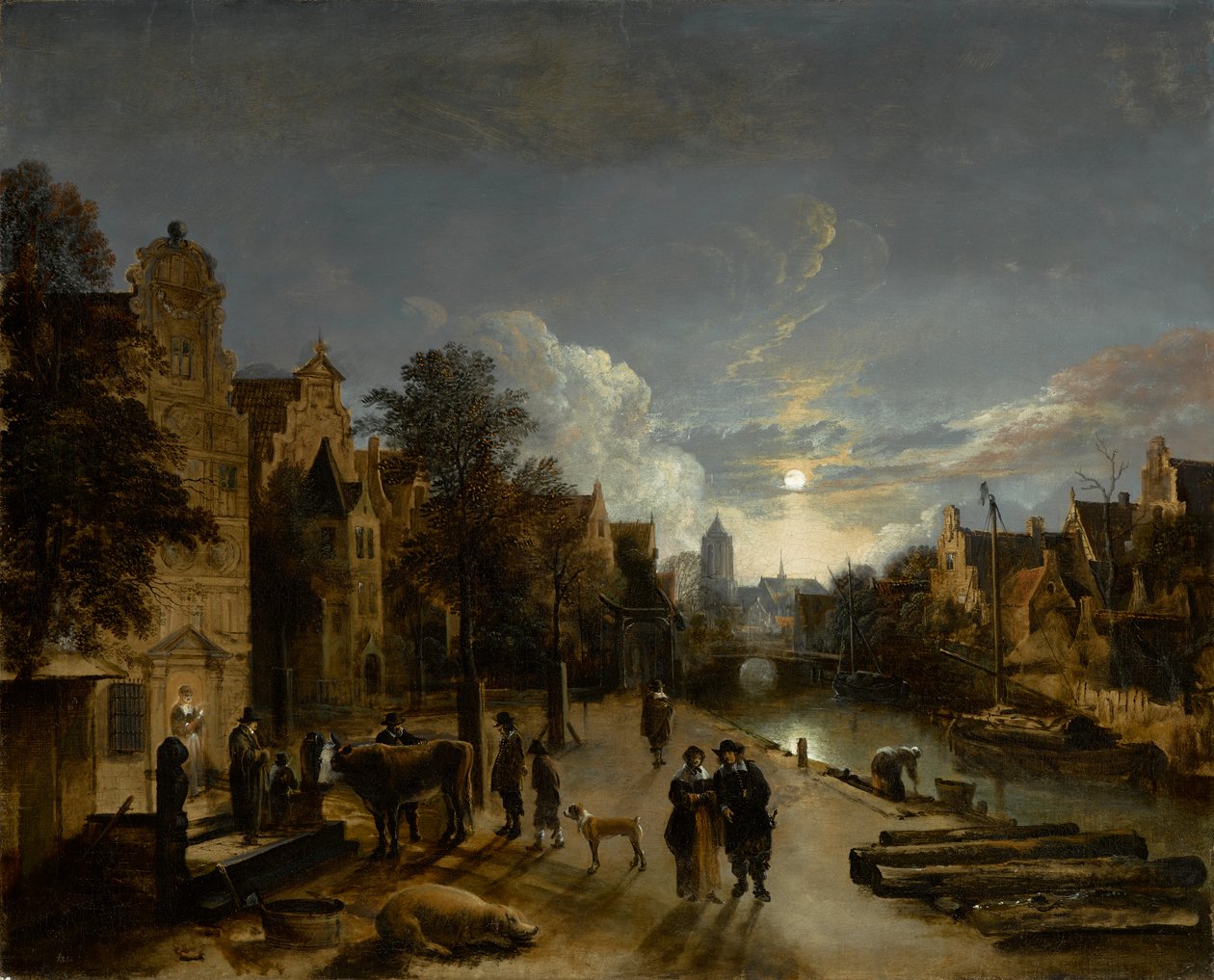 Scena di canale al chiaro di luna, circa 1660s da Aert van der Neer