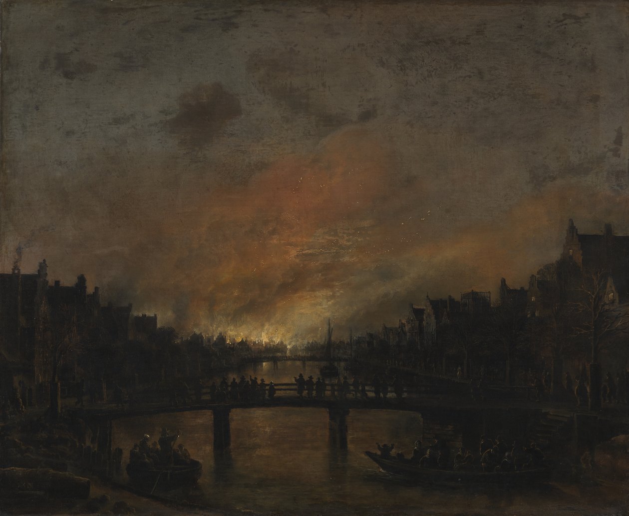 Incendio ad Amsterdam di notte da Aert van der Neer