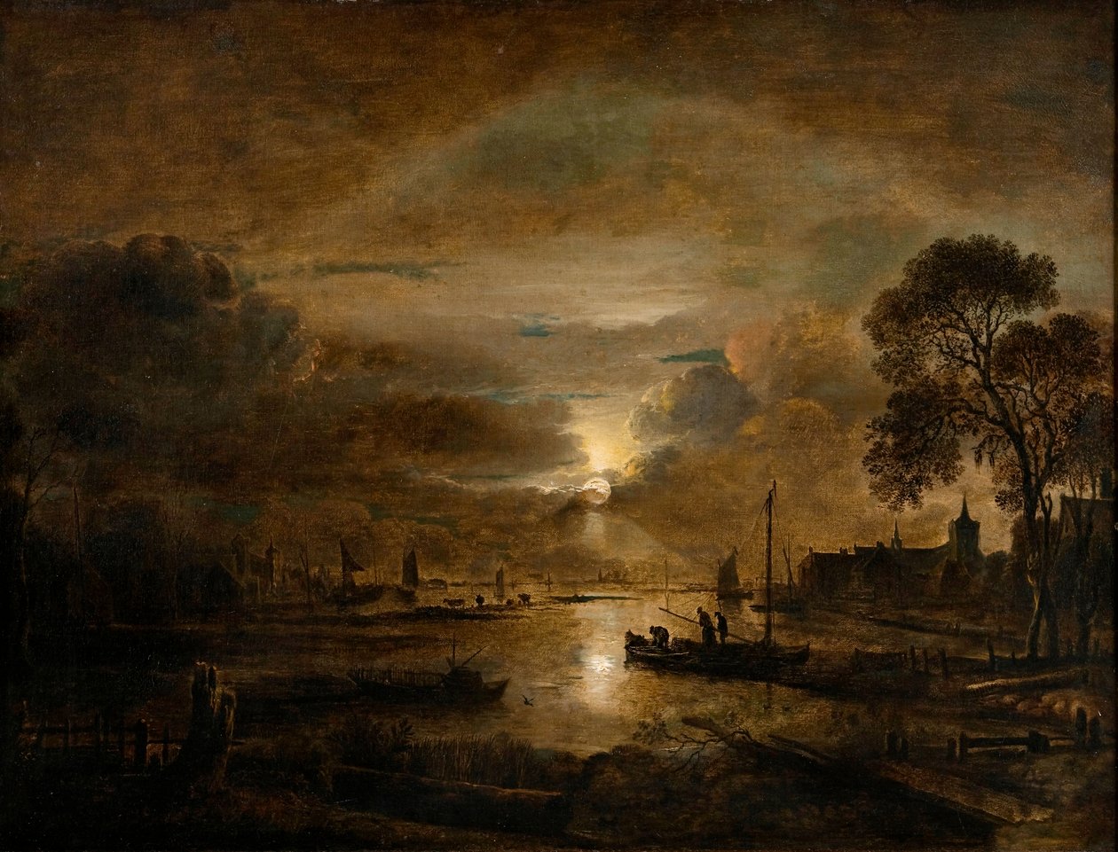 Chiaro di luna su un fiume olandese, c.1650 da Aert van der Neer