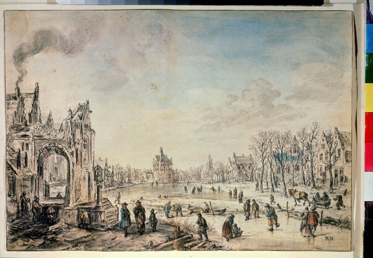Paesaggio invernale con pattinatori da Aert van der Neer