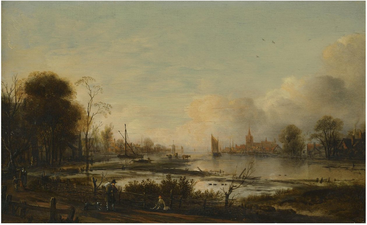 Paesaggio fluviale con figure da Aert van der Neer