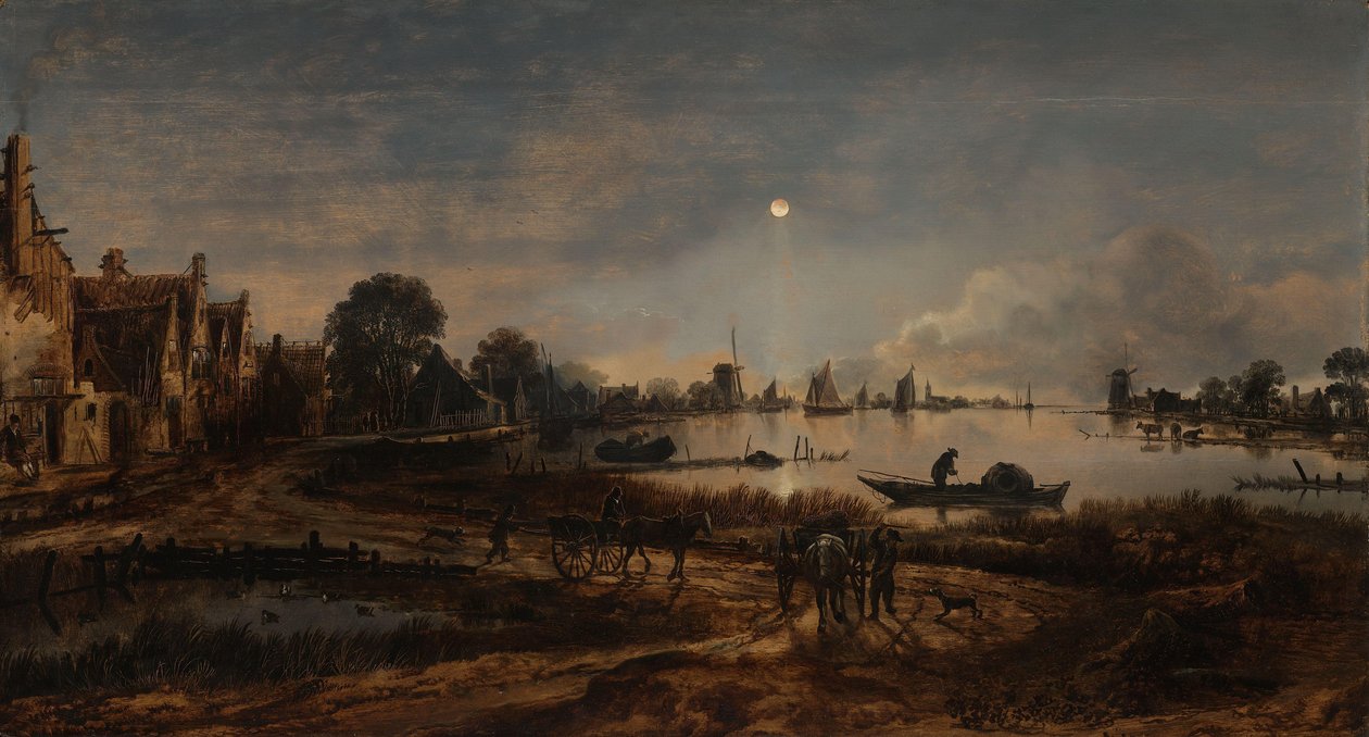Veduta del fiume al chiaro di luna da Aert van der Neer