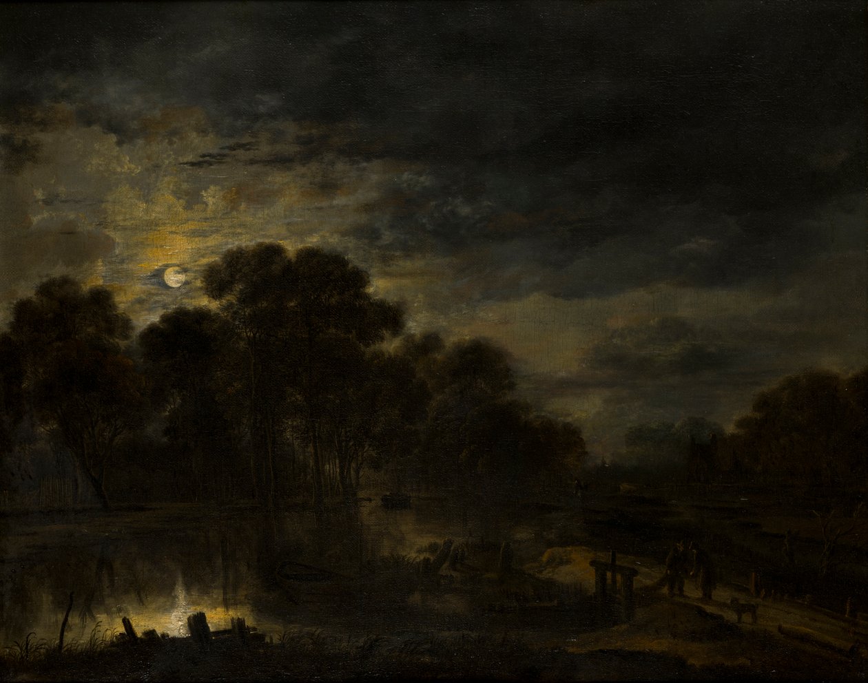 Paesaggio fluviale al chiaro di luna (c.1623-77) da Aert van der Neer