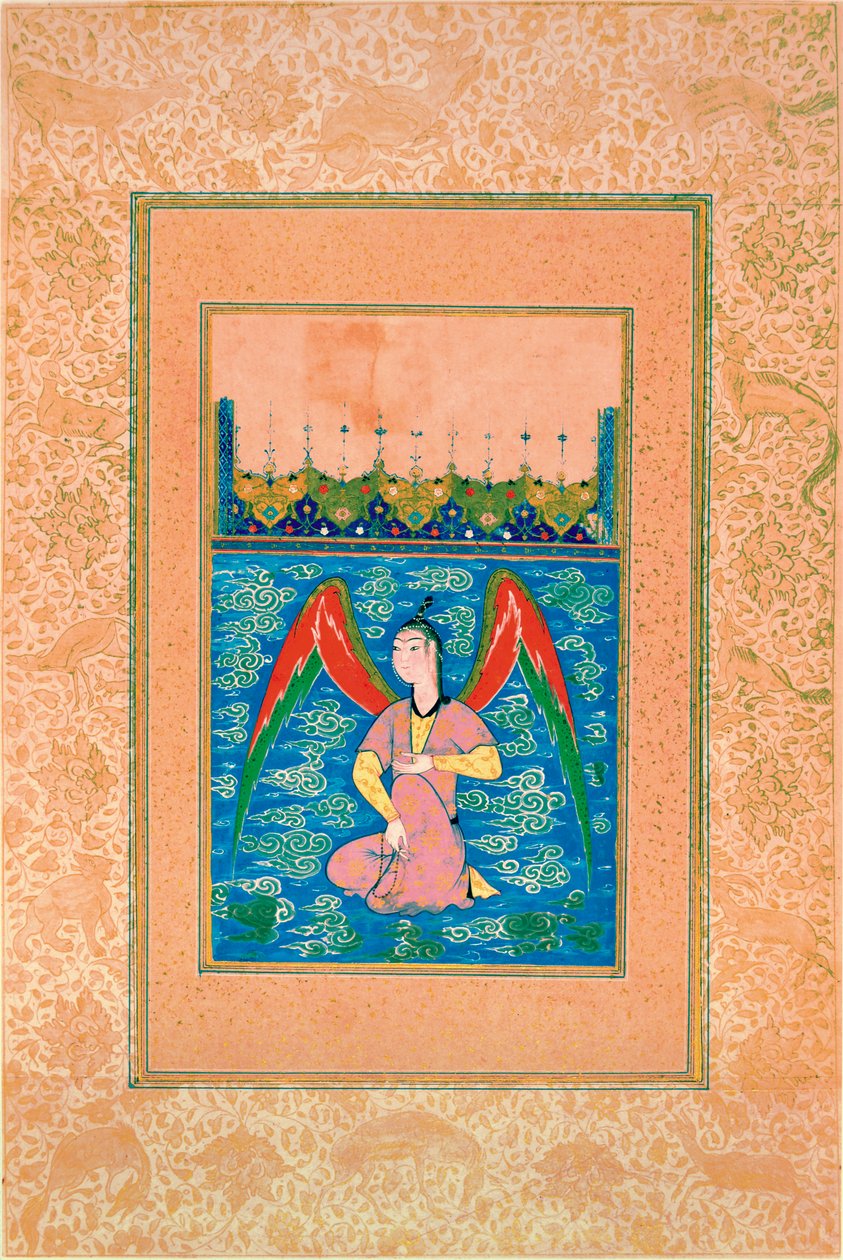 Un peri volante con un rosario, c.1500 da Afghan School