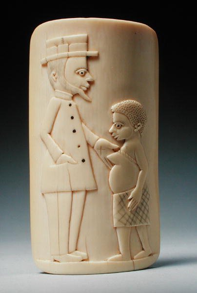 Placca con figure di un uomo europeo e una donna africana, Congo da African