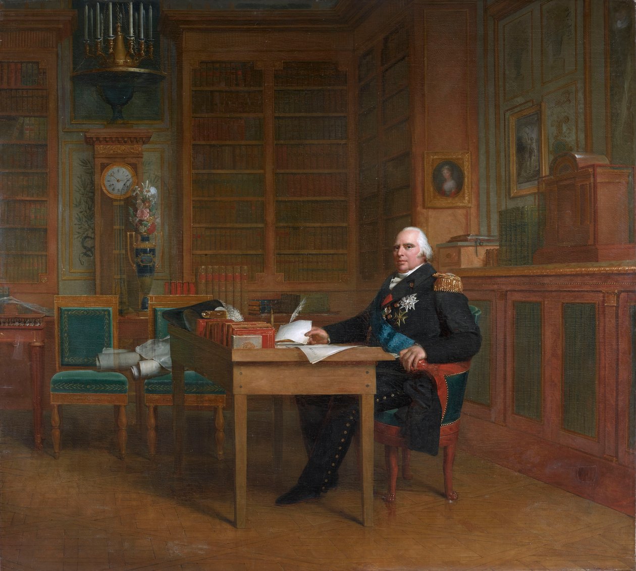Il re Luigi XVIII medita sulla Carta, seduto al suo tavolo di lavoro al palazzo delle Tuileries da After François Gérard