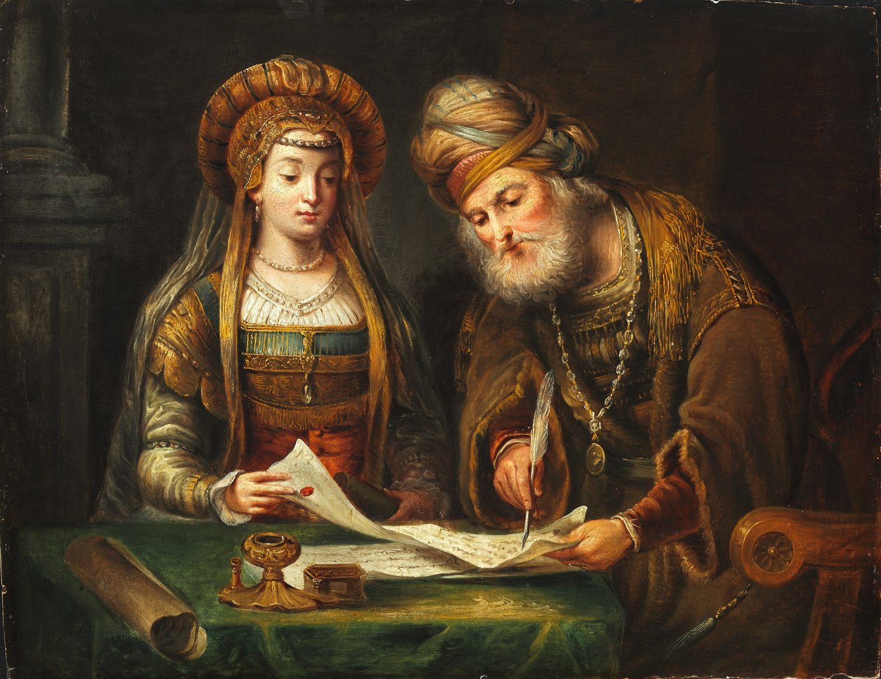 Ester e Mardocheo da After Arent de Gelder