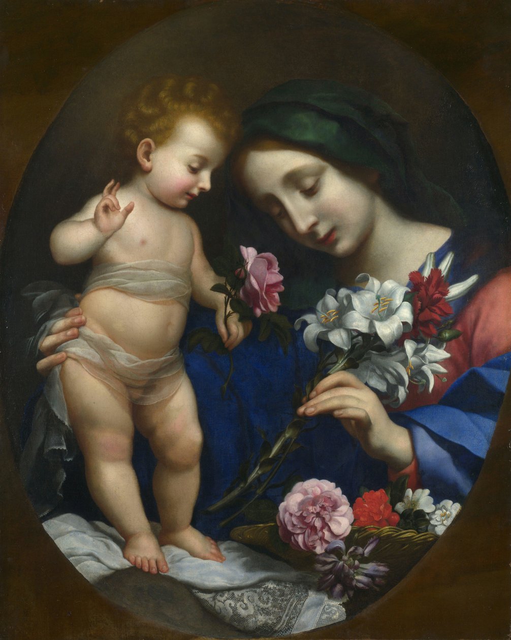 La Vergine e il Bambino con i fiori da after Carlo Dolci