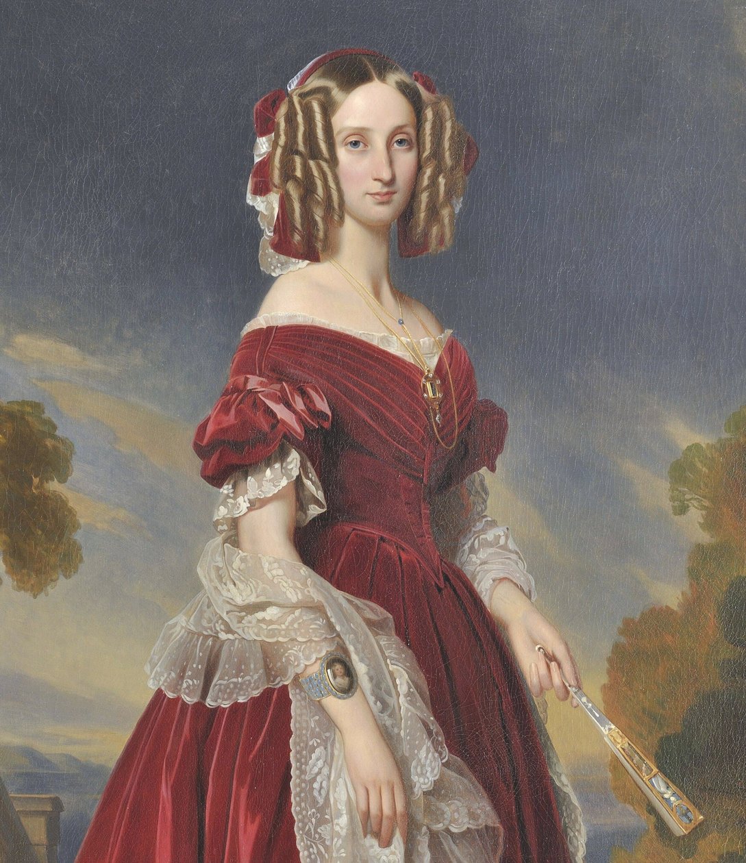 Francese: Portrait de la reine Louis-Marie en robe rouge Ritratto della regina Luisa Maria in abito rosso da after Franz Xaver Winterhalter