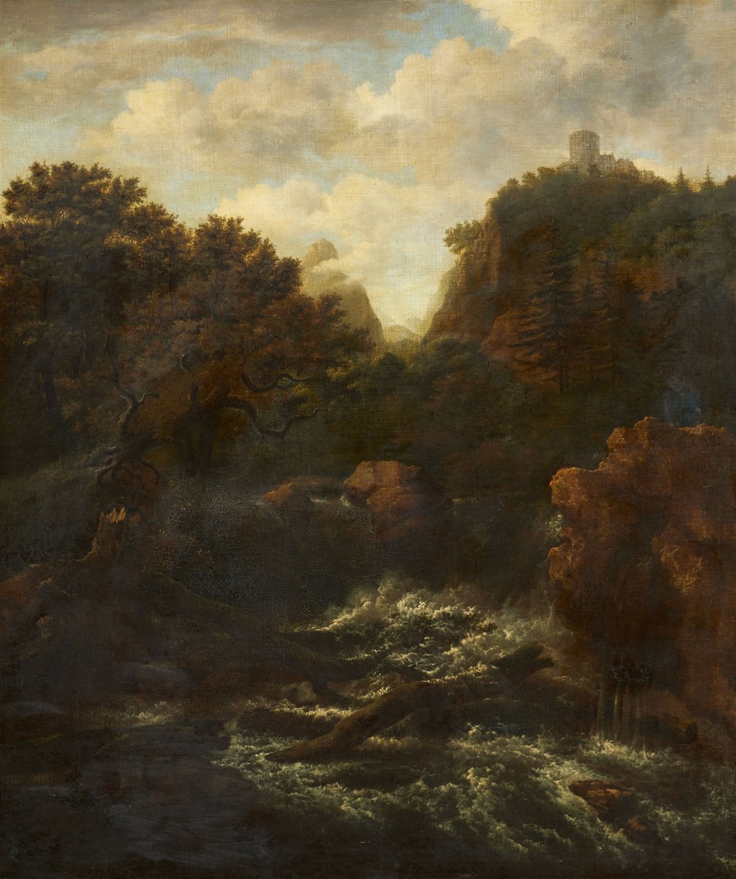 Paesaggio montano con cascata d