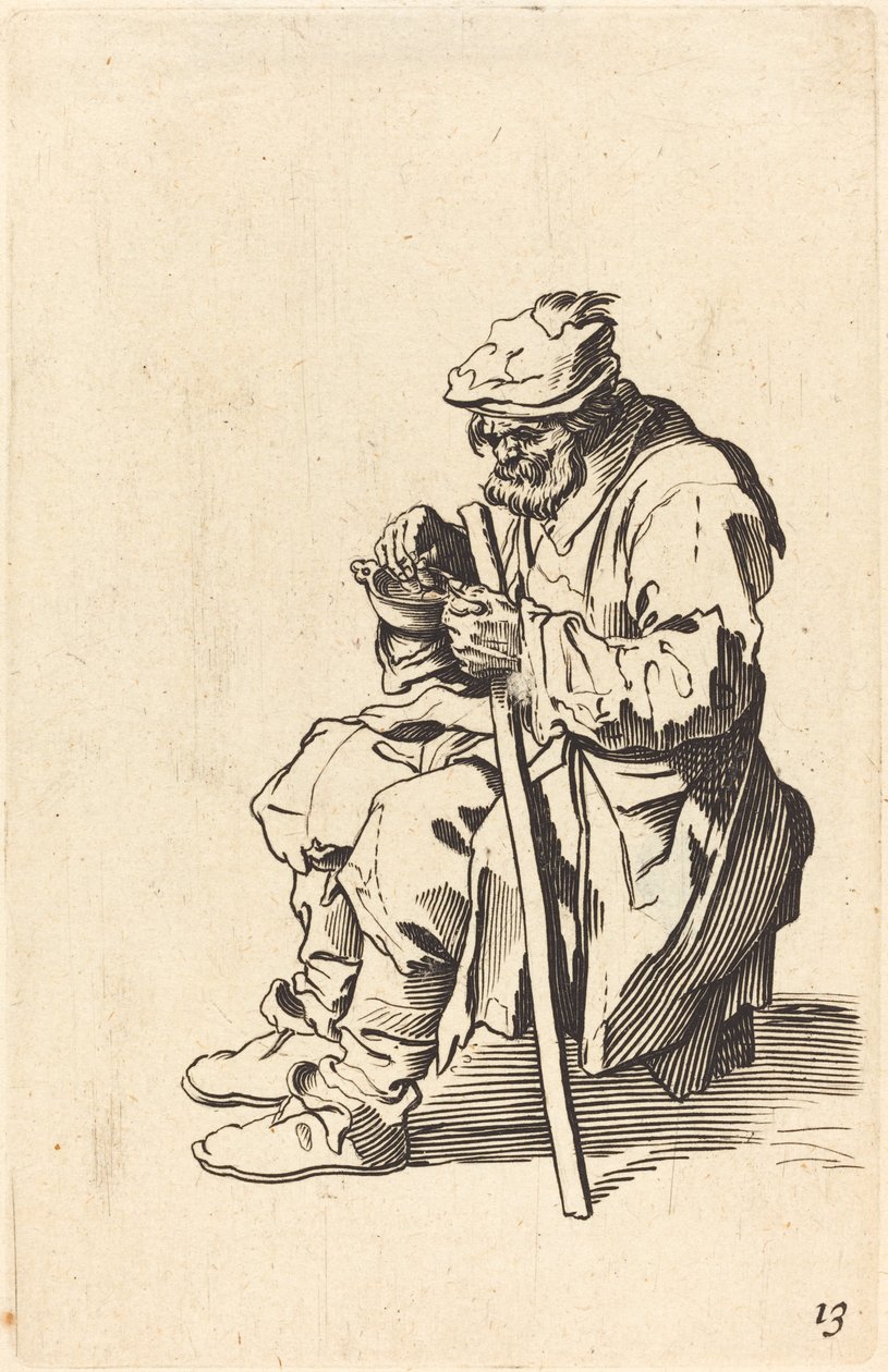 Mendicante che mangia da After Jacques Callot