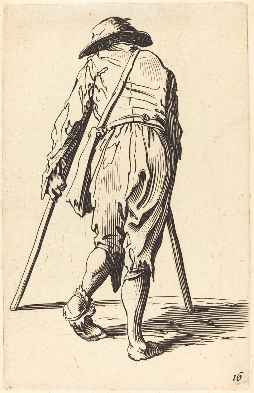 Mendicante con stampelle e cappello, vista posteriore da After Jacques Callot