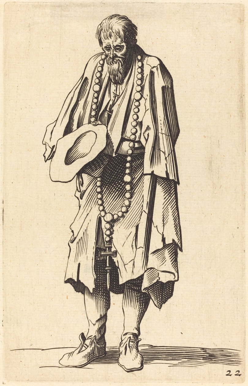Mendicante con rosario da After Jacques Callot