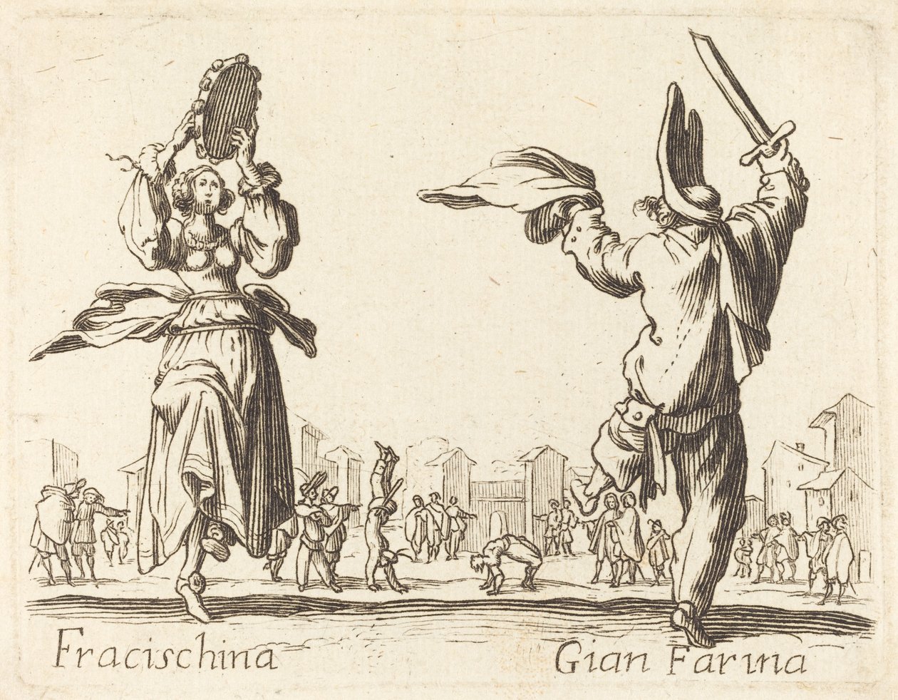Fracischina e Gian Farina da After Jacques Callot