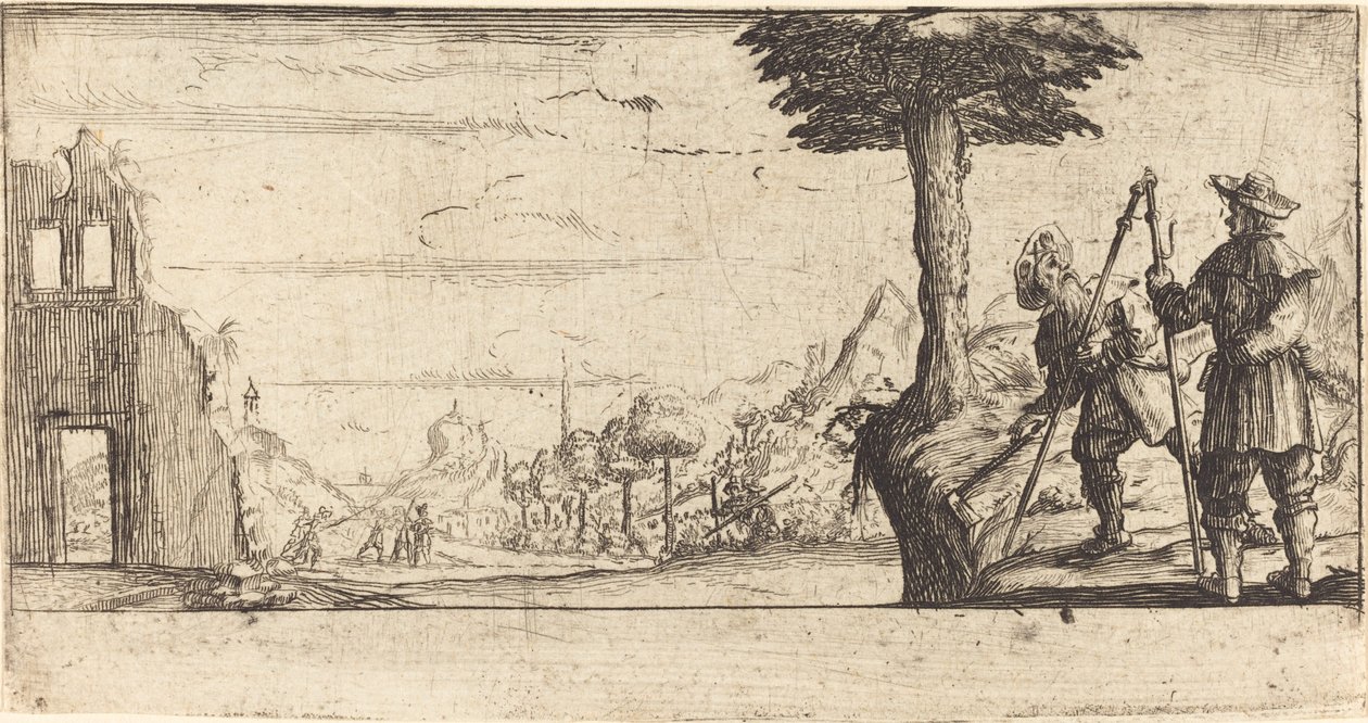 Paesaggio con due pellegrini da After Jacques Callot