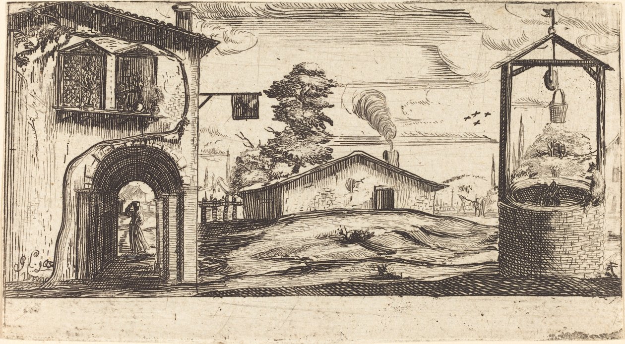 Paesaggio con un pozzo da After Jacques Callot
