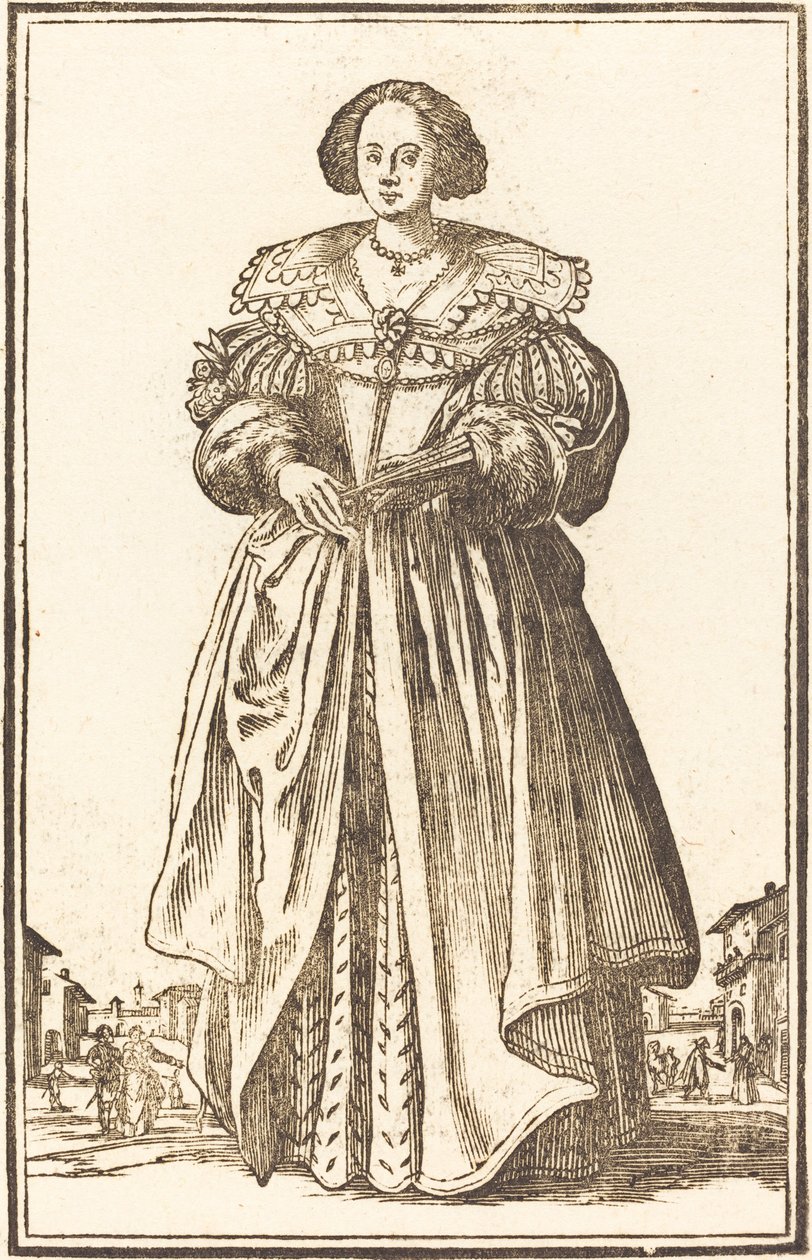 Nobile Donna con Ventaglio da After Jacques Callot