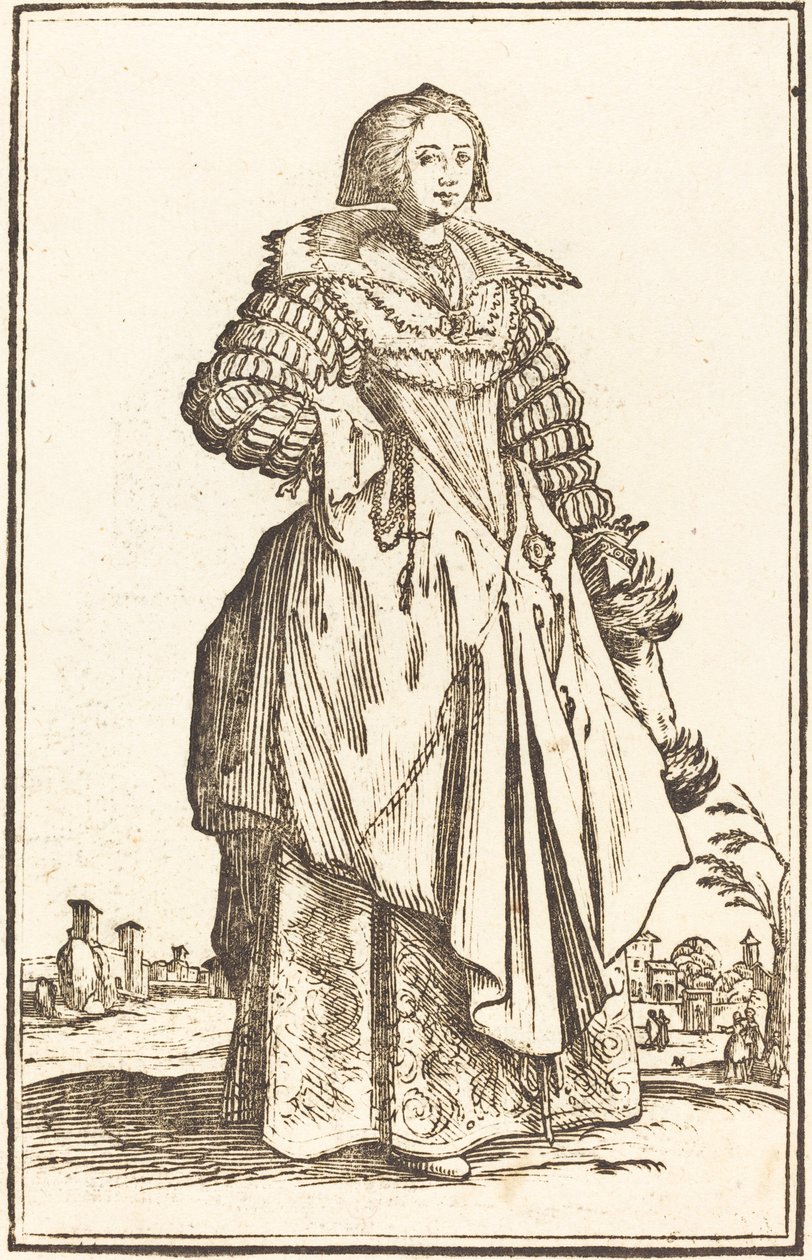 Nobile donna con grande colletto da After Jacques Callot
