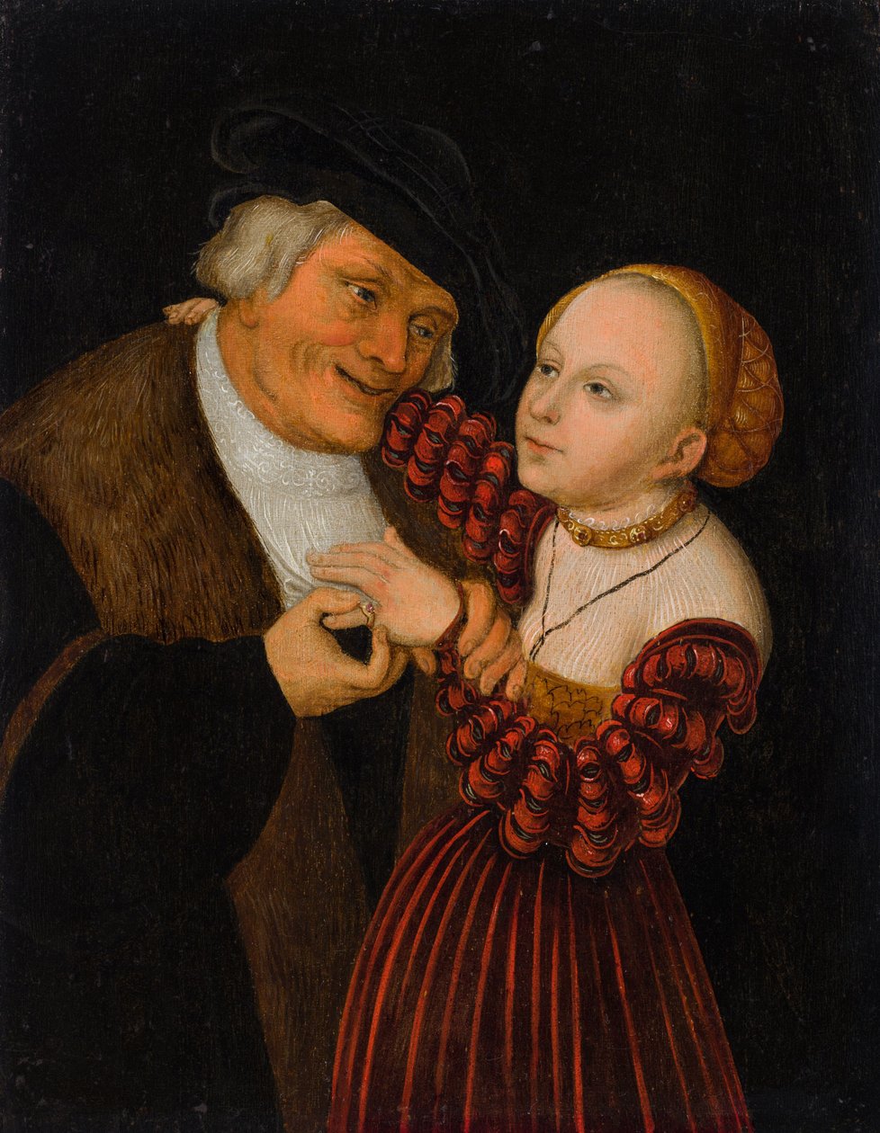 Tedesco: Ungleiches Paar Una coppia male assortita da after Lucas Cranach the Elder
