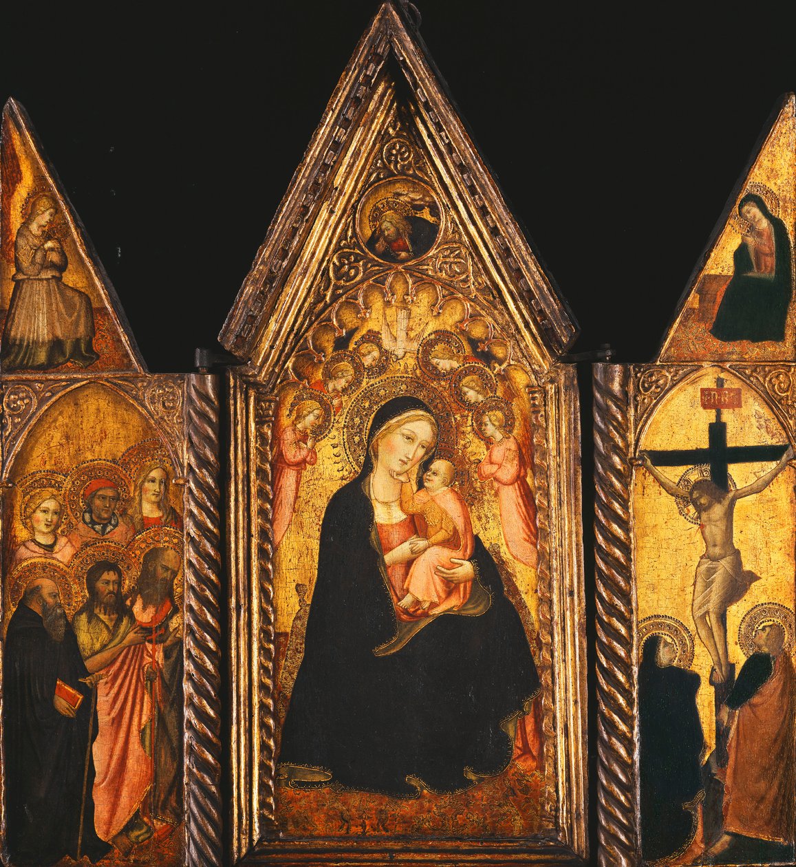 Trittico Portatile con la Madonna e il Bambino in Trono con Angeli da Agnolo Gaddi