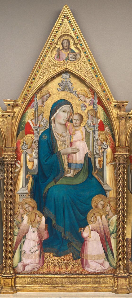 Madonna col Bambino in trono con dodici angeli e con il Cristo benedicente [pannello centrale] da Agnolo Gaddi