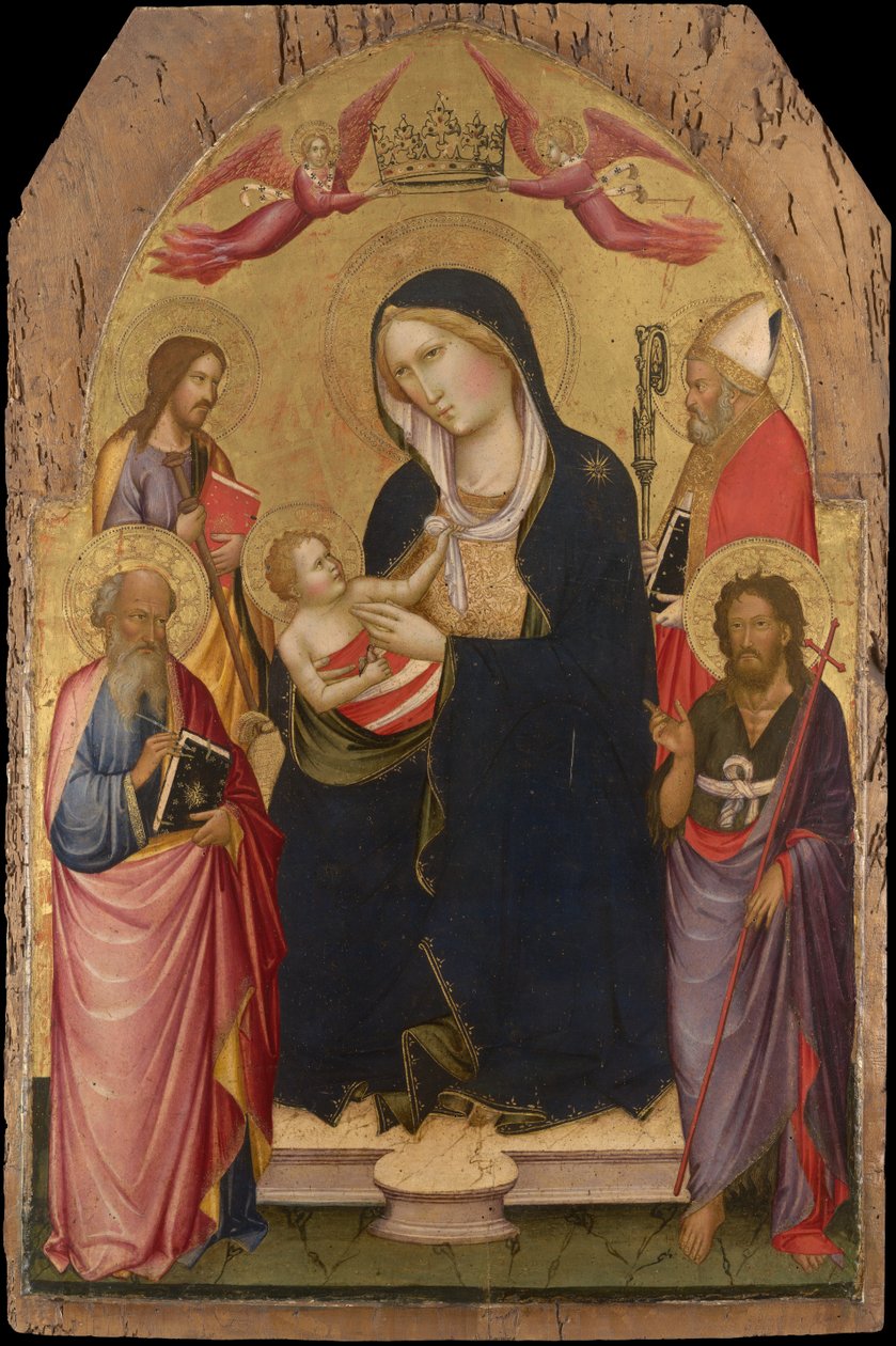 Madonna con Bambino e San Giovanni Evangelista, San Giovanni Battista, San Giacomo di Compostela e San Nicola di Bari da Agnolo Gaddi