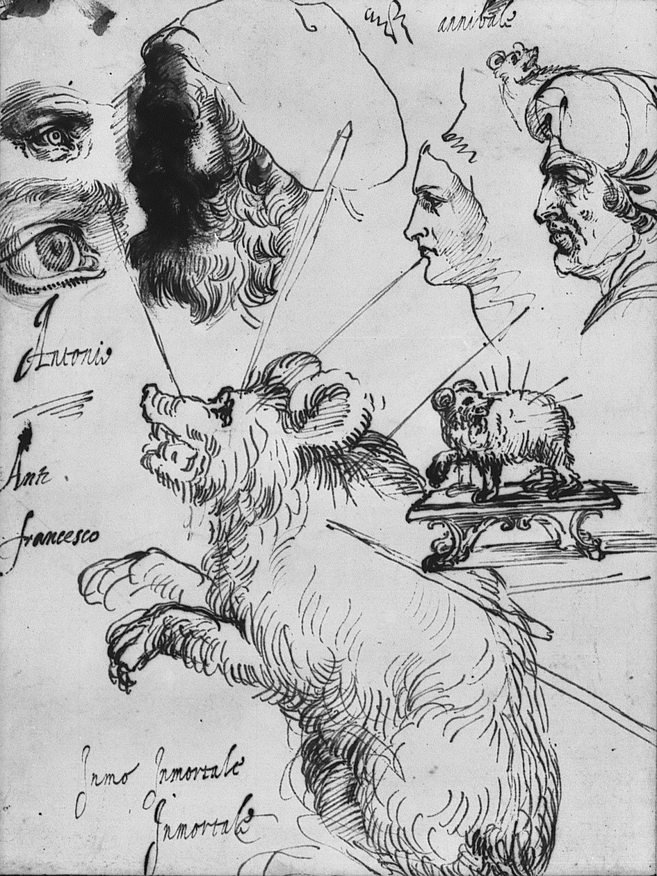 Studi per impresa della famiglia Carracci da Agostino Carracci