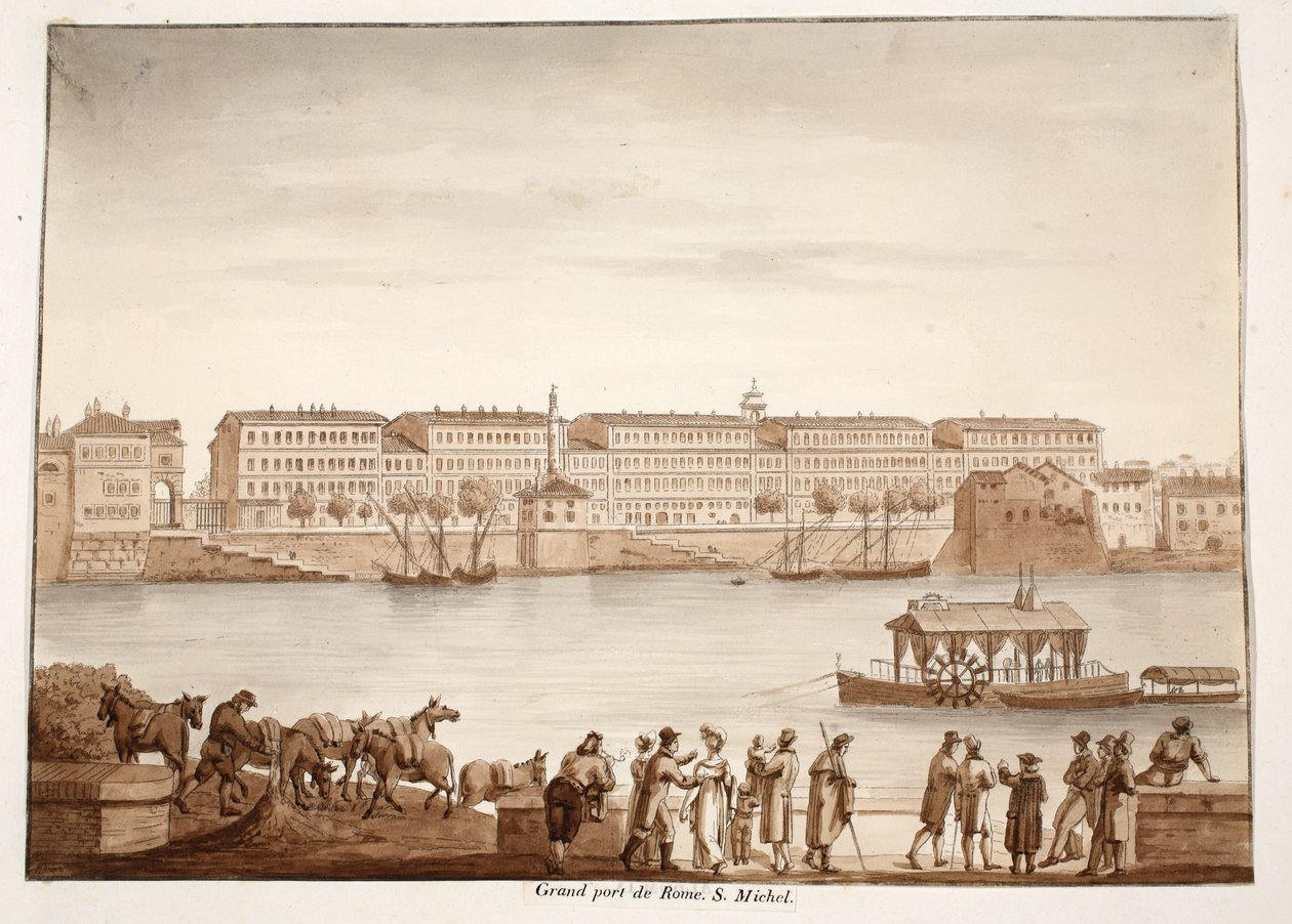 Porto di Ripa Grande e Ospizio di S. Michele, 1833 da Agostino Tofanelli