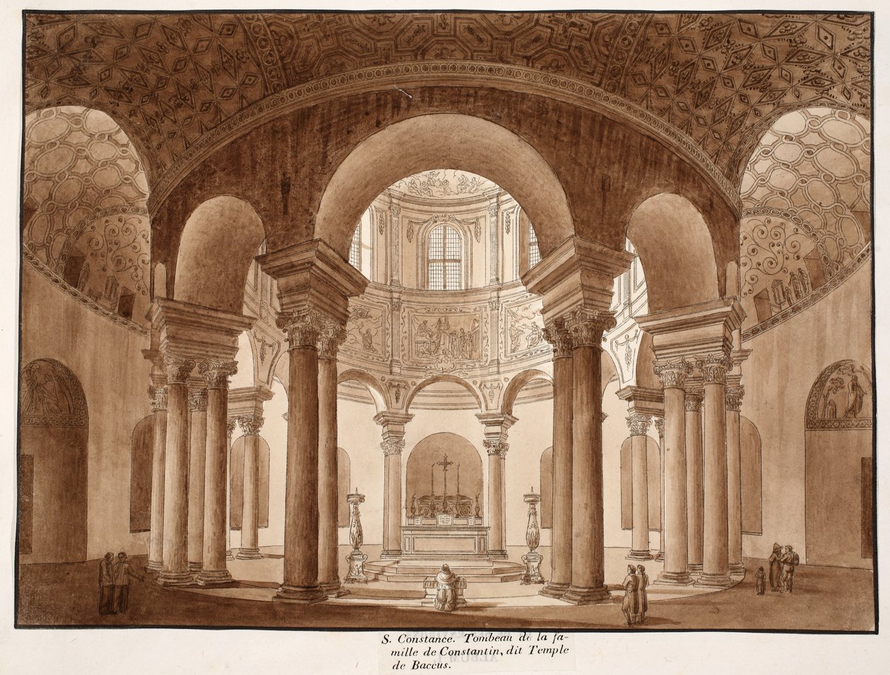 Santa Costanza. La tomba di famiglia di Costantino, chiamata il Tempio di Bacco, 1833 da Agostino Tofanelli