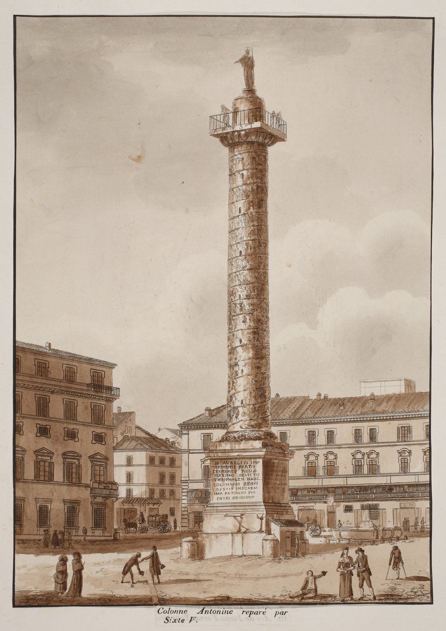 La Colonna Antonina, restaurata da Sisto V, 1833 da Agostino Tofanelli