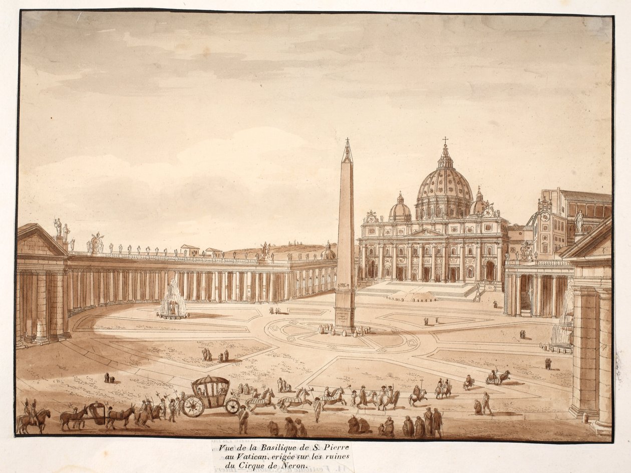 Vista della Basilica di San Pietro in Vaticano, costruita sulle rovine del Circo di Nerone da Agostino Tofanelli