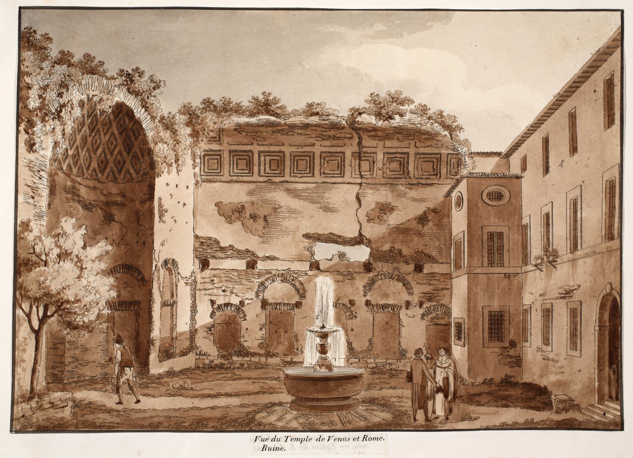 Veduta del Tempio di Venere e Roma, rovine, 1833 da Agostino Tofanelli