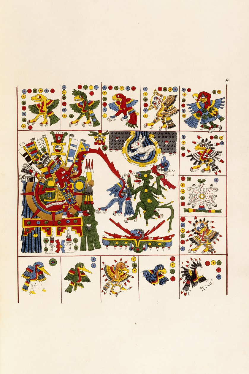 Una pagina dal libro "Antiquities of Mexico: Comprising Facsimilies of Ancient Mexican Paintings and Hieroglyphics", c. 1830-1848 da Agostino Aglio