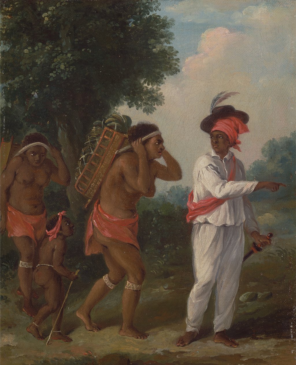 Uomo di colore delle Indie Occidentali che dirige due donne caraibiche con un bambino, ca. 1780 da Agostino Brunias