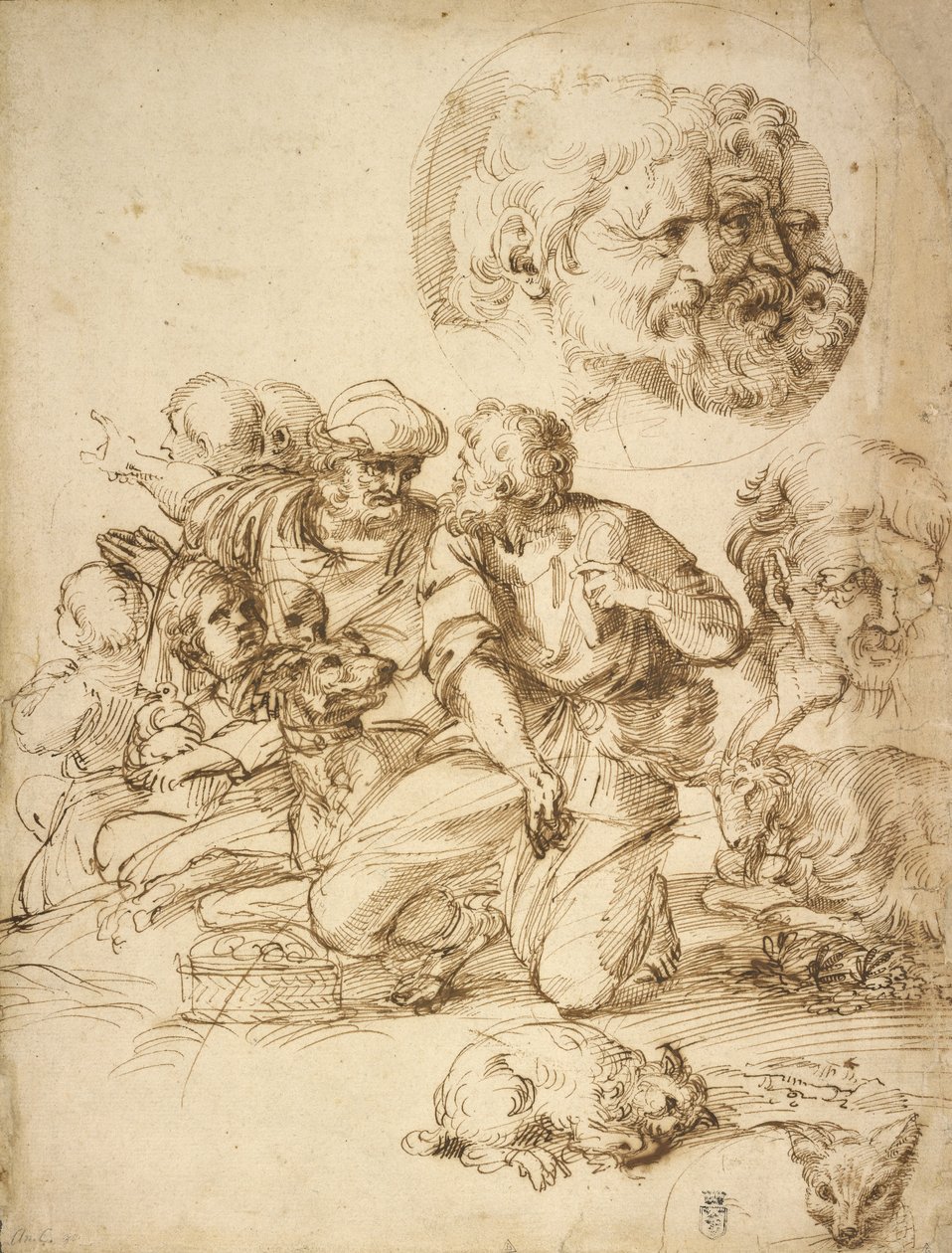 Un gruppo di pastori e altri studi da Agostino Carracci
