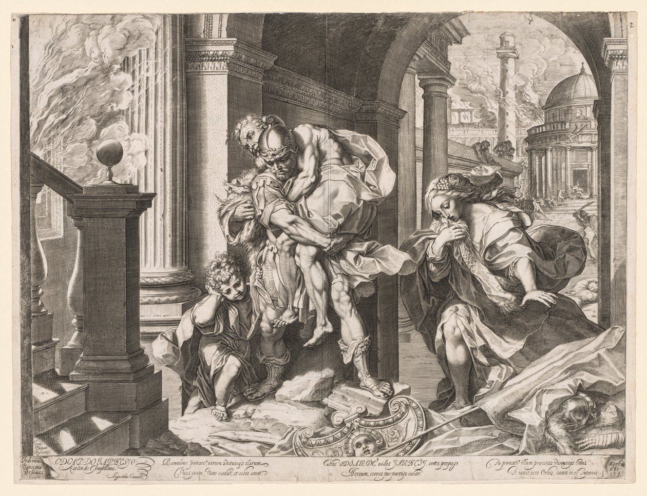 Enea e la sua famiglia in fuga da Troia da Agostino Carracci
