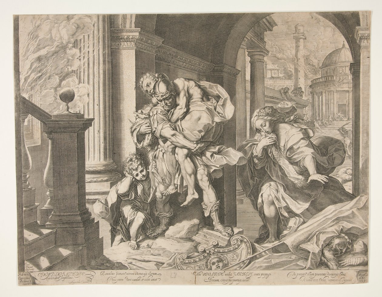 Enea e la sua famiglia in fuga da Troia da Agostino Carracci