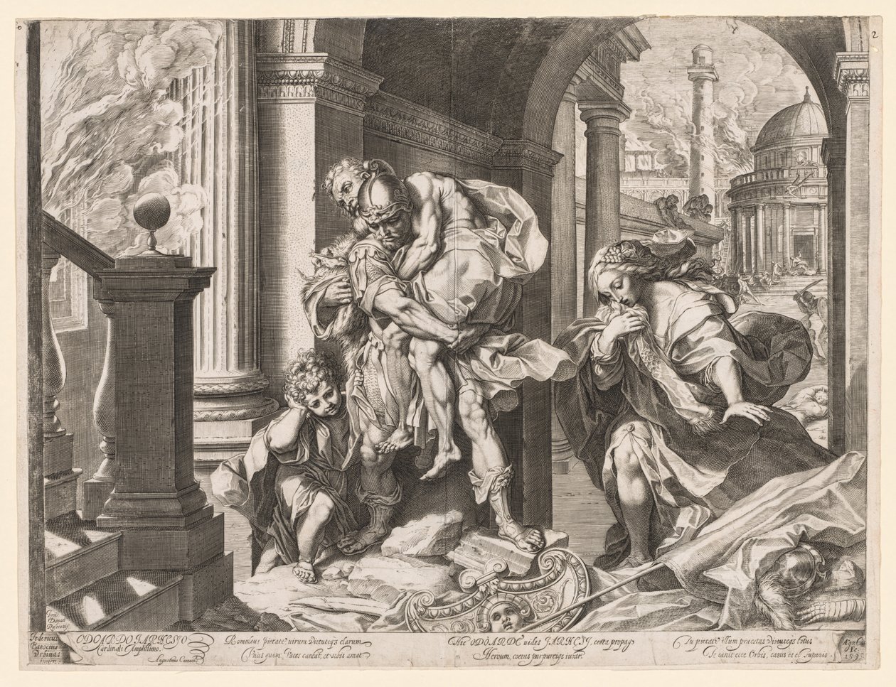 Enea e la sua famiglia in fuga da Troia da Agostino Carracci